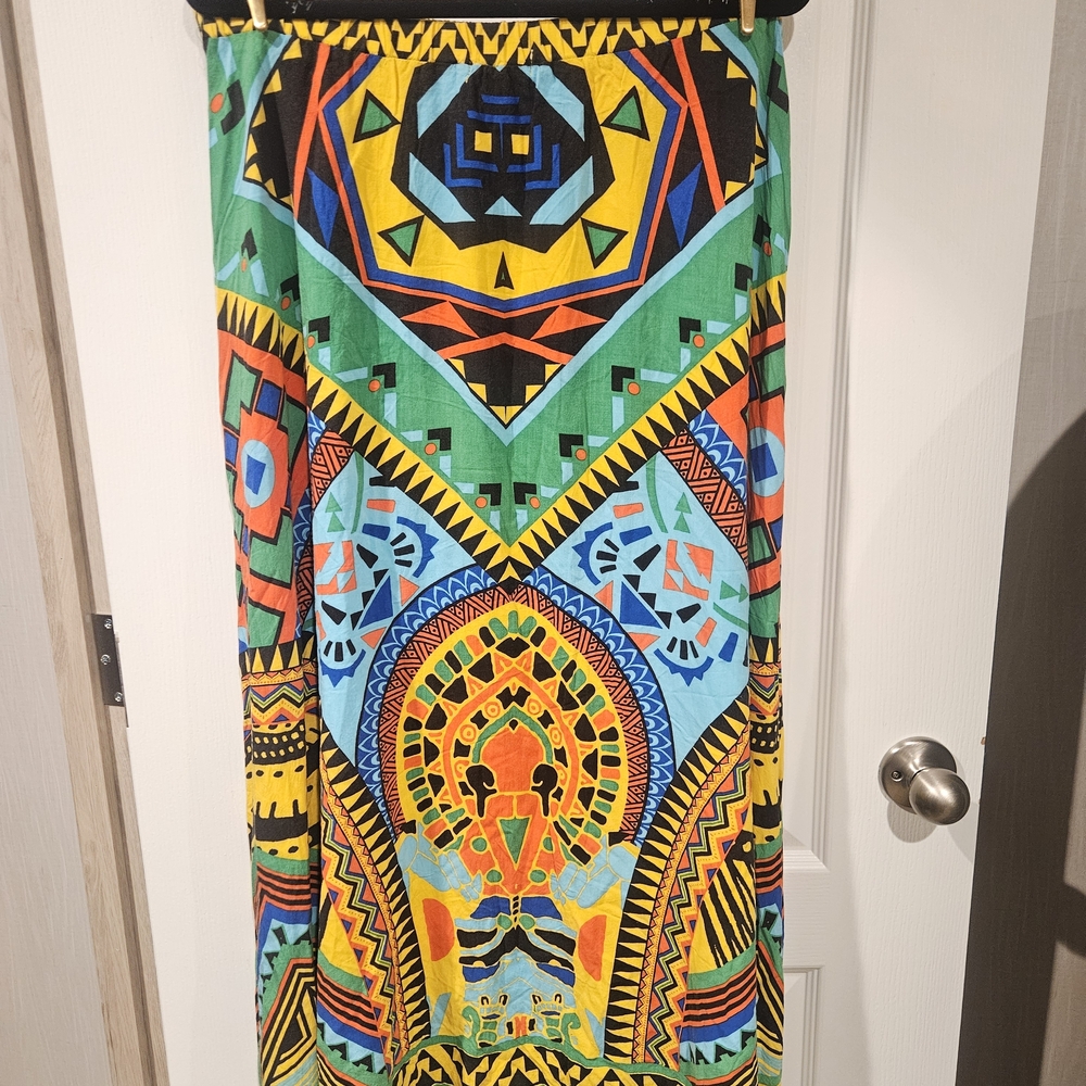 Flying Tomato Colorful Boho Aztec Print Maxi Skirt Womens Size Small - Picture 4 of 5